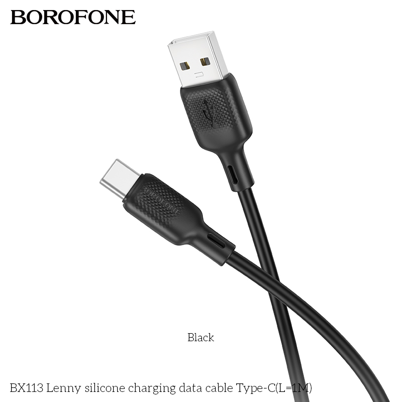 BOROFONE BX113 Lenny USB-A to USB-C silicone cable 1m NZ 2